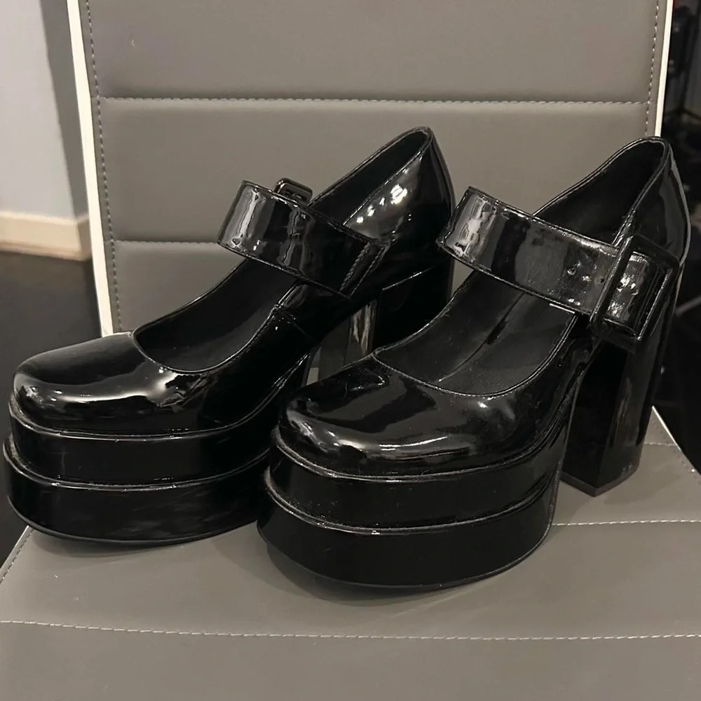 Black Platform Mary Jane Shoes